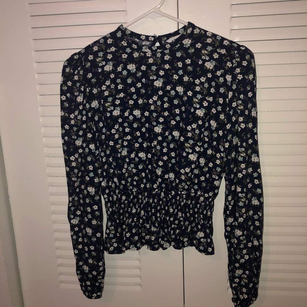 XS FLOWER LONG SLEEVE W/ CINCED WAIST